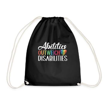 Autism awareness - abilities predominate - Drawstring Bag - black - Front