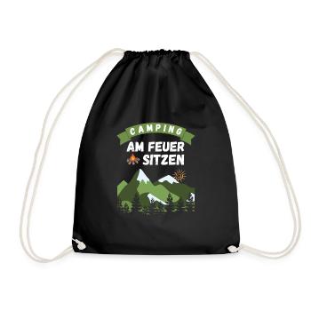 Camping am Feuer sitzen - Design - Turnbeutel - Schwarz - Vorne