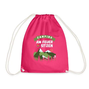 Camping am Feuer sitzen - Design - Turnbeutel - Fuchsia - Vorne