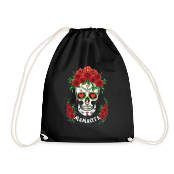 For Mom Halloween Muertos Day Of Dead Sugar Bone - Drawstring Bag - black - Front