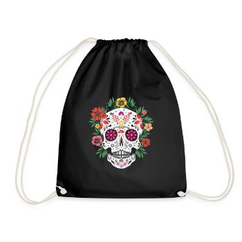 Muertos Jour De Mort Floral Sucre Os Halloween - Sac de sport léger - noir - Devant