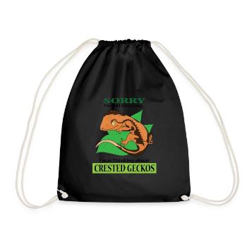 Thinking About Crested Geckos Funny Reptile - Drawstring Bag - black - Front