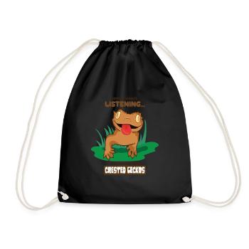 Thinking About Geckos Cute Lizard Reptile Animals - Drawstring Bag - black - Front