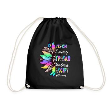 Teach Bravery Spread Kindness Accept Differences - Drawstring Bag - black - Front