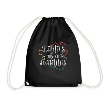 Autism awareness - abilities predominate - Drawstring Bag - black - Front