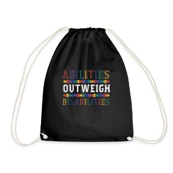 Autism awareness - abilities predominate - Drawstring Bag - black - Front