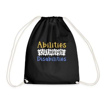 Autism awareness - abilities predominate - Drawstring Bag - black - Front
