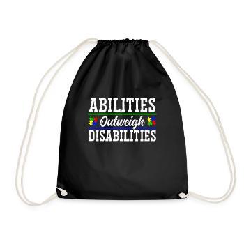 Autism awareness - abilities predominate - Drawstring Bag - black - Front