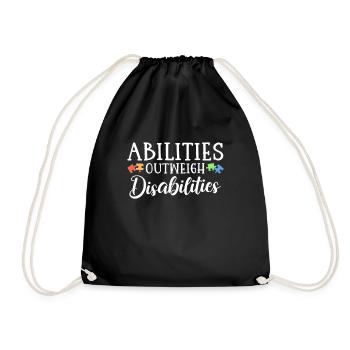 Autism awareness - abilities predominate - Drawstring Bag - black - Front