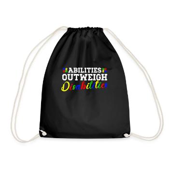 Autism awareness - abilities predominate - Drawstring Bag - black - Front