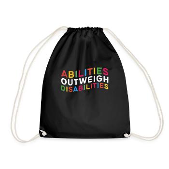 Autism awareness - abilities predominate - Drawstring Bag - black - Front