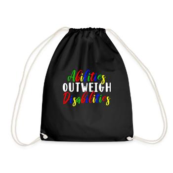 Autism awareness - abilities predominate - Drawstring Bag - black - Front