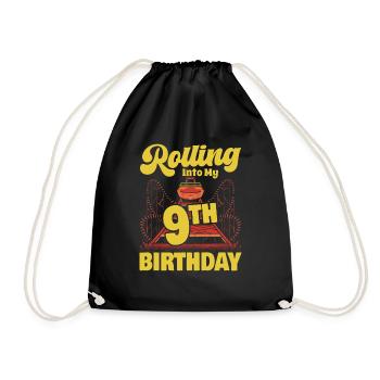 Roller Coaster Amusement Park Rolling Into My 9th - Drawstring Bag - black - Front