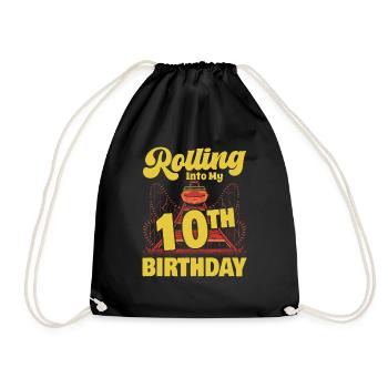 Roller Coaster Amusement Park Rolling Into My 10th - Drawstring Bag - black - Front
