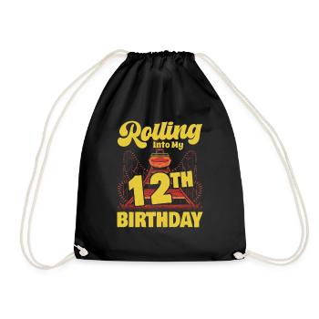 Roller Coaster Amusement Park Rolling Into My 12th - Drawstring Bag - black - Front