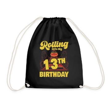 Roller Coaster Amusement Park Rolling Into My 13th - Drawstring Bag - black - Front
