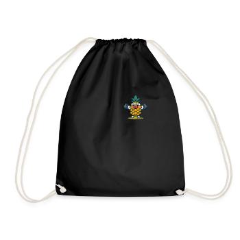 Kawaii Sweet Pineapple with Dumbbells Workout Fitness - Drawstring Bag - black - Front