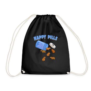 Happy Pills Capibara Lustige Capybaras Liebhaber Humor - Turnbeutel - Schwarz - Vorne