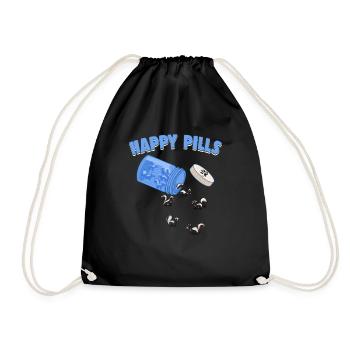 Happy Pills Skunks Funny Skunk Lover Humor Pun - Drawstring Bag - black - Front