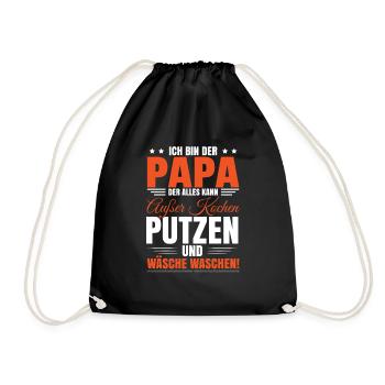 Papa Sprüche Vatertaggeschenk Humor Lustig - Turnbeutel - Schwarz - Vorne