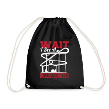 Funny Theme Park Vacation Wait I See A Roller Coas - Drawstring Bag - black - Front