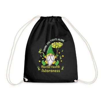 Gnomes May Green Mental Health Awareness Month - Drawstring Bag - black - Front