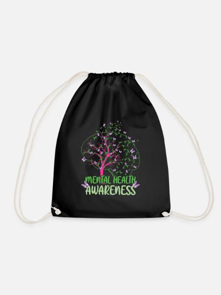 Mental Health Awareness Month May Green - Drawstring Bag - black