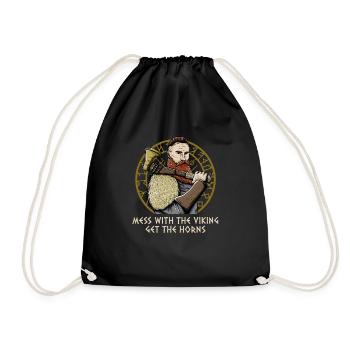 Mess With The Mythology Get The Horns Funny Norse - Drawstring Bag - black - Front