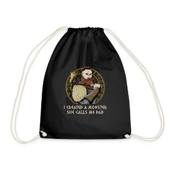 I Created a Monster She Calls Me Dad Funny - Drawstring Bag - black - Front