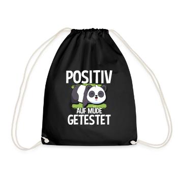 Positiv Auf Müde Getestet Panda - Turnbeutel - Schwarz - Vorne