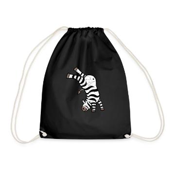 Kawaii Zebra Handstand Design - Turnbeutel - Schwarz - Vorne