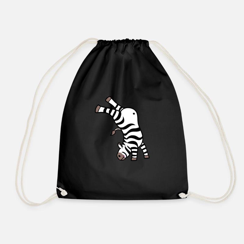 Kawaii Zebra Handstand Design - Turnbeutel - Schwarz