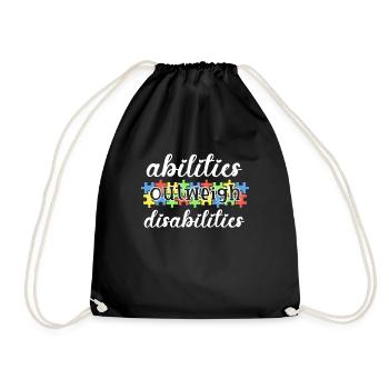 Autism awareness - abilities predominate - Drawstring Bag - black - Front