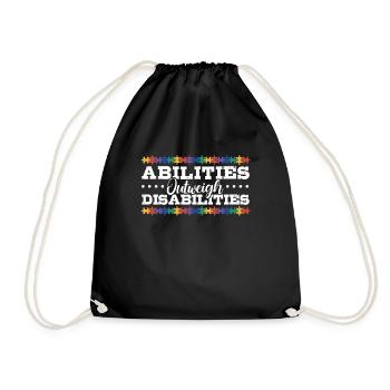 Autism awareness - abilities predominate - Drawstring Bag - black - Front