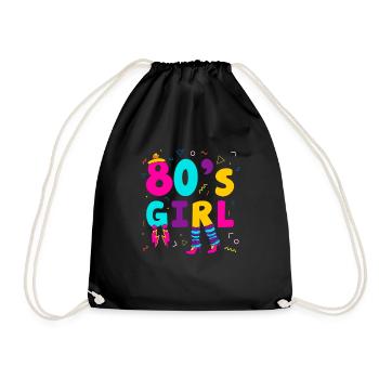 80's Girl Achtziger Frau - Turnbeutel - Schwarz - Vorne