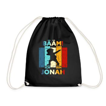 Jonah Geschenk Name Vorname Geburtstag - Turnbeutel - Schwarz - Vorne