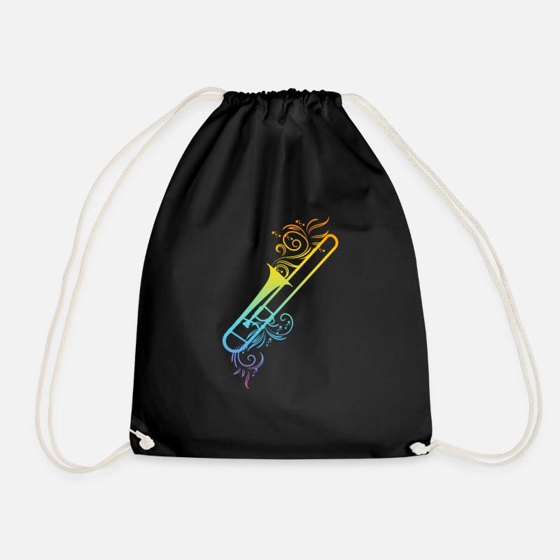 Trombone Floral Trombone Player Flower And Trombon - Turnbeutel - Schwarz