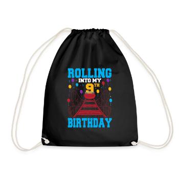 Rolling Into My 9th Birthday Amusement Park Roller - Drawstring Bag - black - Front