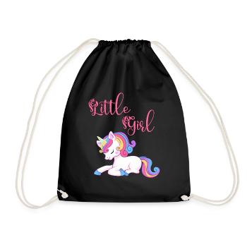 Little girl loves unicorns - Drawstring Bag - black - Front
