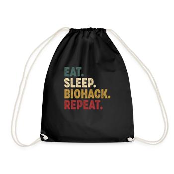 Eat Sleep Biohacking Repeat - Drawstring Bag - black - Front