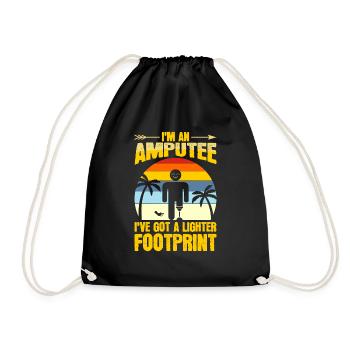 Amputee light footprint leg arm - Drawstring Bag - black - Front