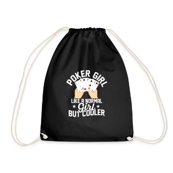 Poker Girl Like A Normal Girl But Cool Gambling - Drawstring Bag - black - Front
