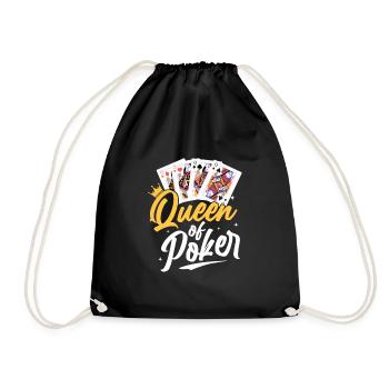 Queen Of Poker Gambling Card Player - Drawstring Bag - black - Front