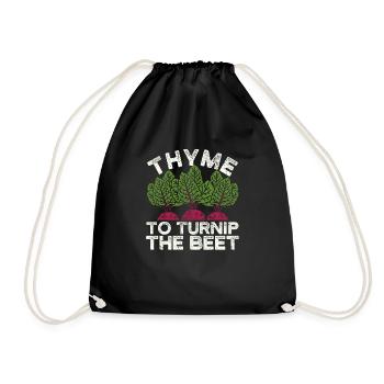 Thyme to the turnip The turnip funny Gardening - Drawstring Bag - black - Front