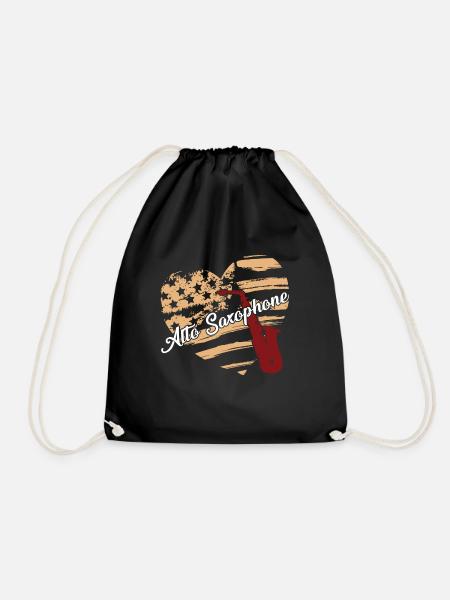 Alto Saxophone Alto Saxophone Flag - Drawstring Bag - black