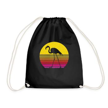 Flamingo - Drawstring Bag - black - Front