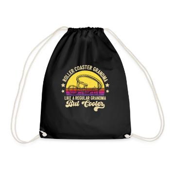 Roller Coaster Grandma Grandmother Theme Park Amus - Drawstring Bag - black - Front