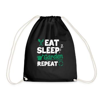 Eat Sleep Garden Repeat Fun Gardening - Drawstring Bag - black - Front