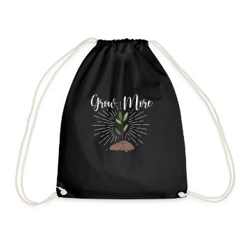 Grow More Funny Gardening Farmer Planter Flower - Drawstring Bag - black - Front