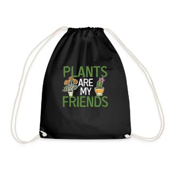Pflanzen sind meine Freunde Lustige Gartenarbeit - Turnbeutel - Schwarz - Vorne